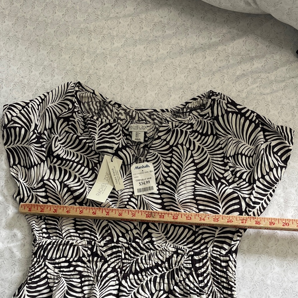 NWT Rachel Zoe - Brown and White Leaf Print Dress - Picture 7 of 9
